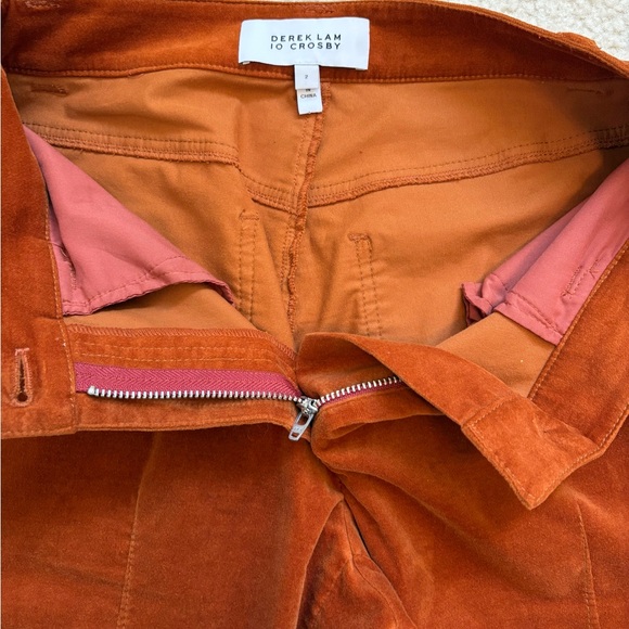Derek Lam 10 Crosby dusty orange paprika velour flare ankle pants, sz 2 - Picture 4 of 7